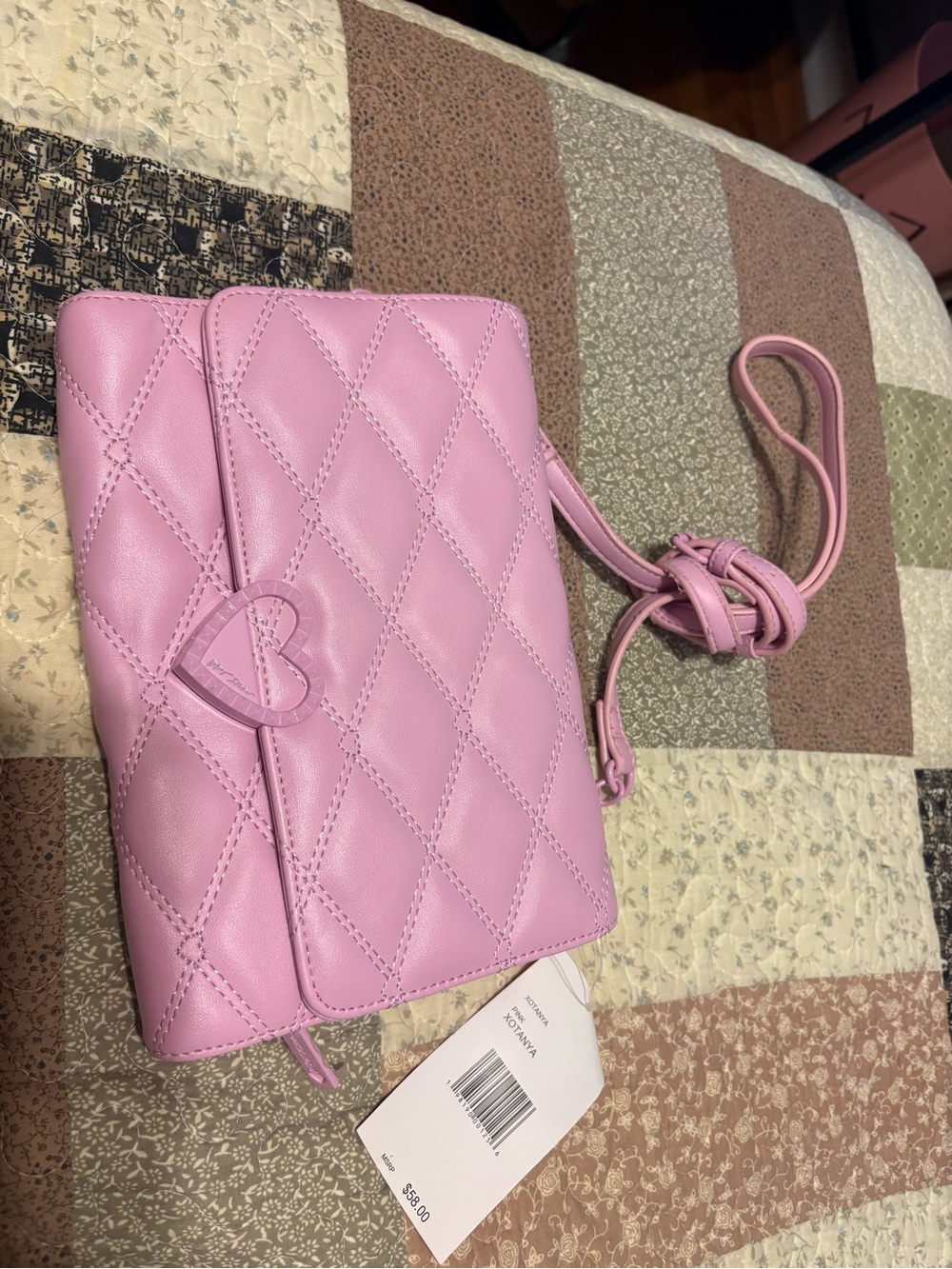 Purple Quilted Heart Crossbody Bag - Women